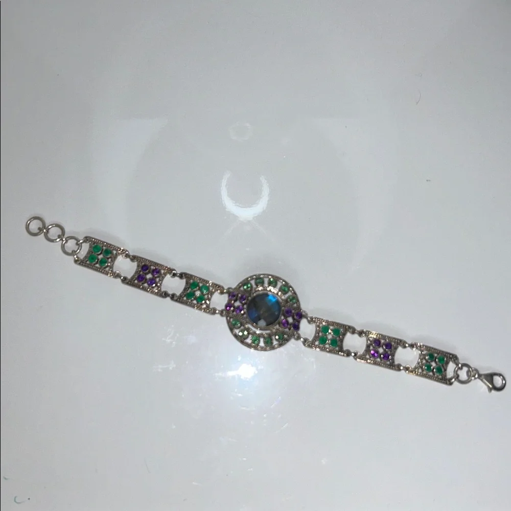NWOT Genuine Sterling Silver Multi Gemstone Bracelet By Designer Nicky Butler